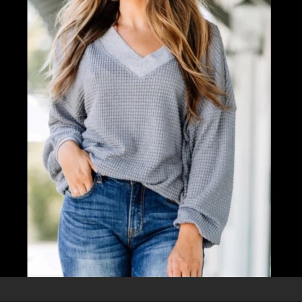 Free People waffle knit blouse